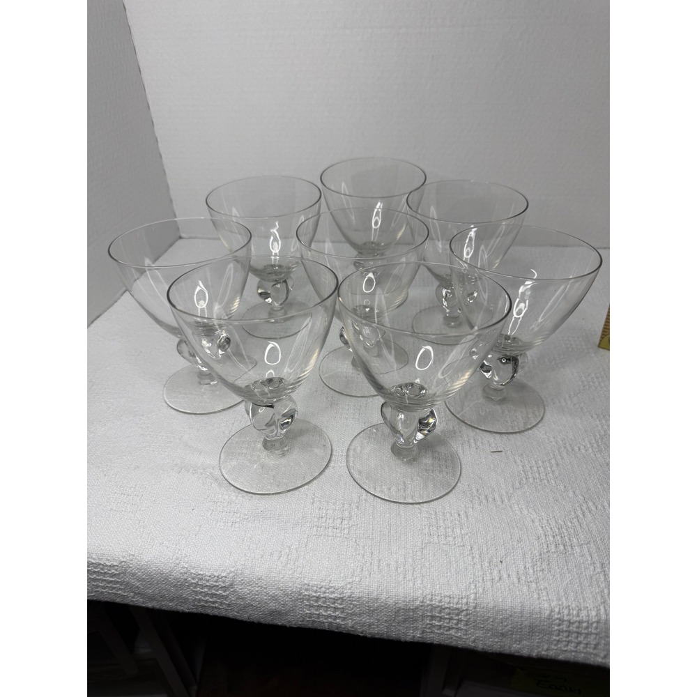 Vintage Manganese Glass Cocktail Martini Glasses Set of 8 UV Reactive Glow 5.25" - Picture 4 of 8